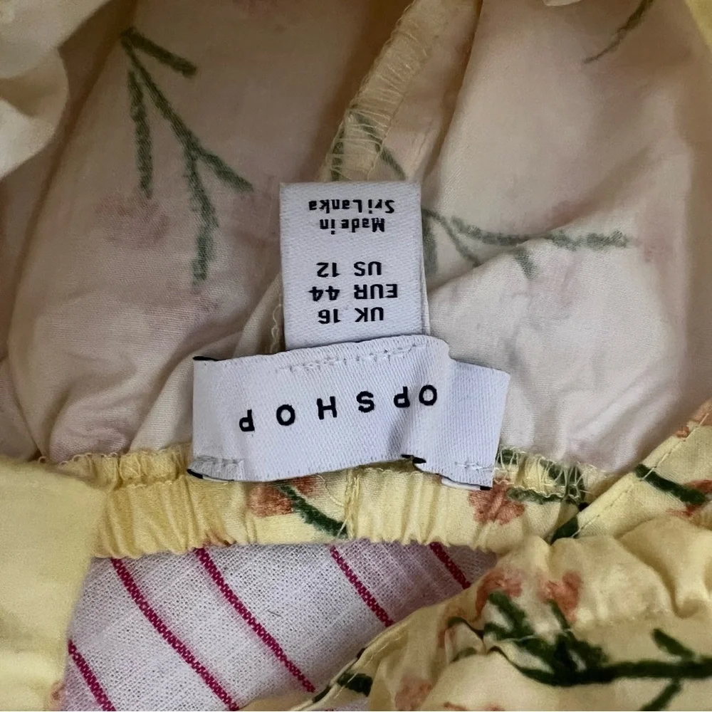 Topshop poplin sundress with gathered dress in yellow ditsy print size 12 - Picture 4 of 5